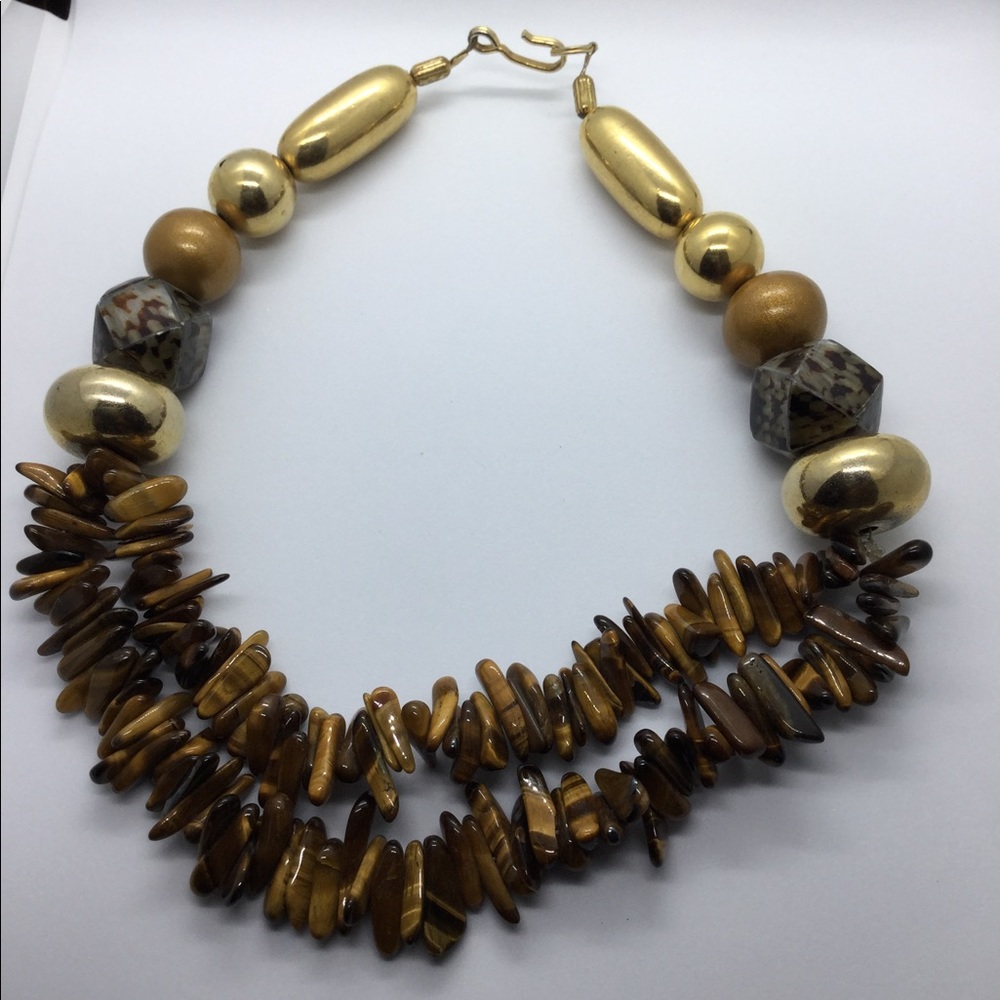 Vintage chipped tiger Eye necklace